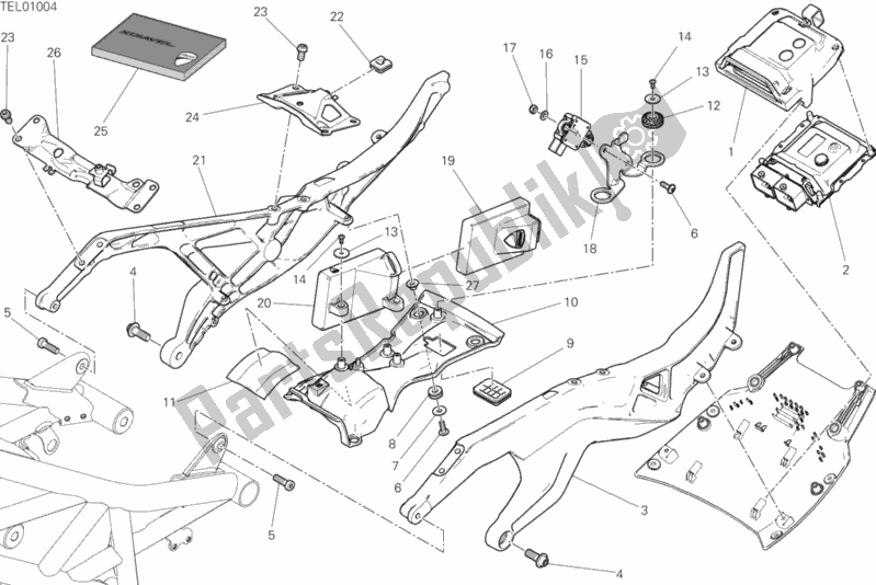 All parts for the Rear Frame Comp. Of the Ducati Diavel Xdiavel Brasil 1260 2018